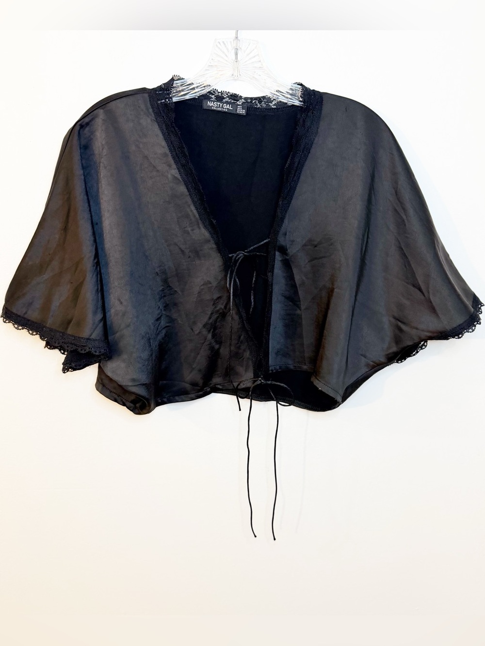 Nasty Gal Black Sheer Tie-Front Cape